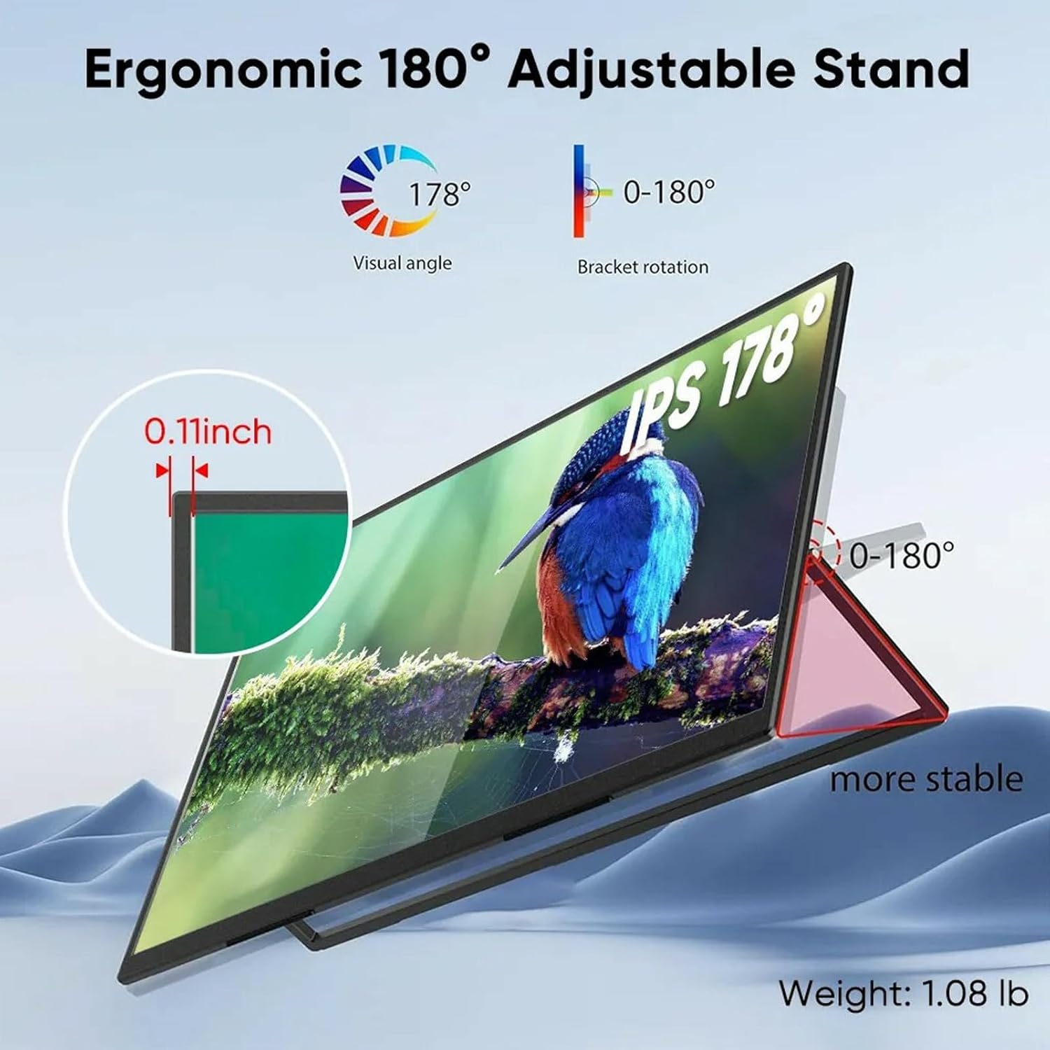 13.3 Inch 2K Portable Display, 60HZ 2560 X 1600 Full HD IPS Screen, Ultra-Thin Portable Touchscreen Monitor, USB C Type C Mini HDMI, Computer External Display for Laptop Phone Switch image number 1
