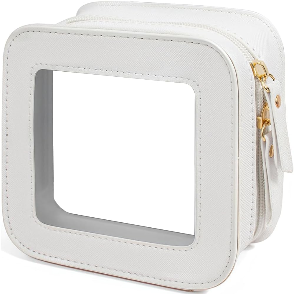 DDPOND Small Clear Makeup Bag for Women, Mini Cosmetic Bag Portable Makeup Pouch Organizer with Zipper Waterproof Travel Cosmetic Case Cute Travel Toiletry Bag Car Organizer for Essentials (Mini Pink)