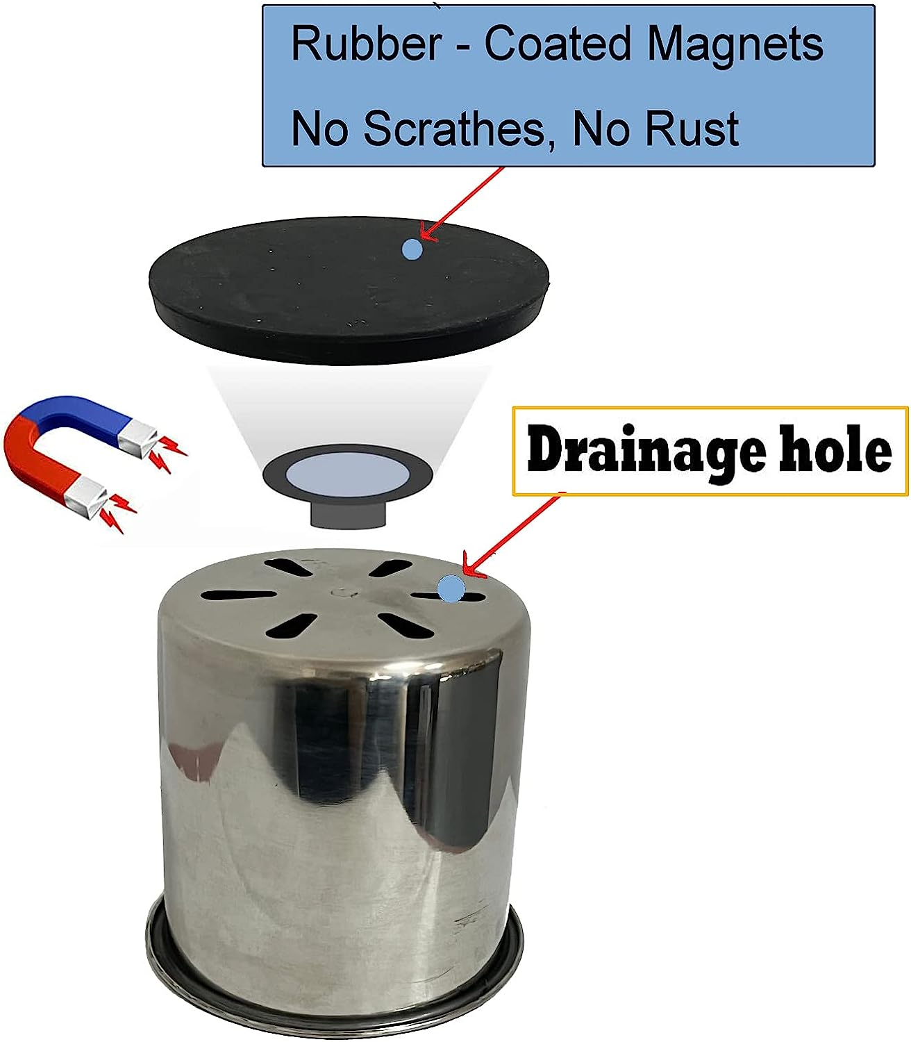 Pmsanzay Horizontal Mounting Magnetic Cup Holder Beverage Holder Drink Holder- Great for Tractors -Horizontal Mounting, Stainless Steel ( with Buffer Protection Layer ) image number 6