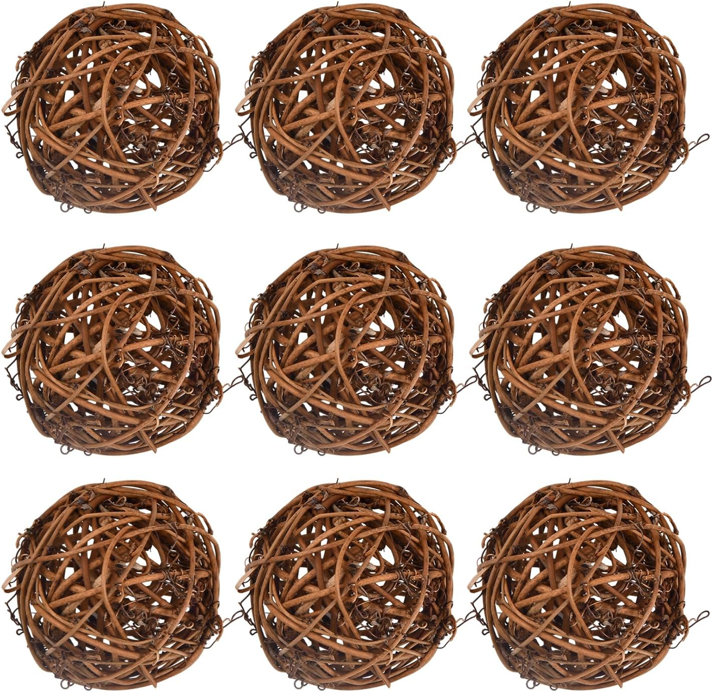 Hoxfly Chew Balls Set, 9 Pieces Willow Ball Toy for Small Animals, 6 Cm Grass Toy for Rabbit Hamster, Bird Chew Toy, Treats Braided Straw Toy for Small Animals, Parrot image number 4
