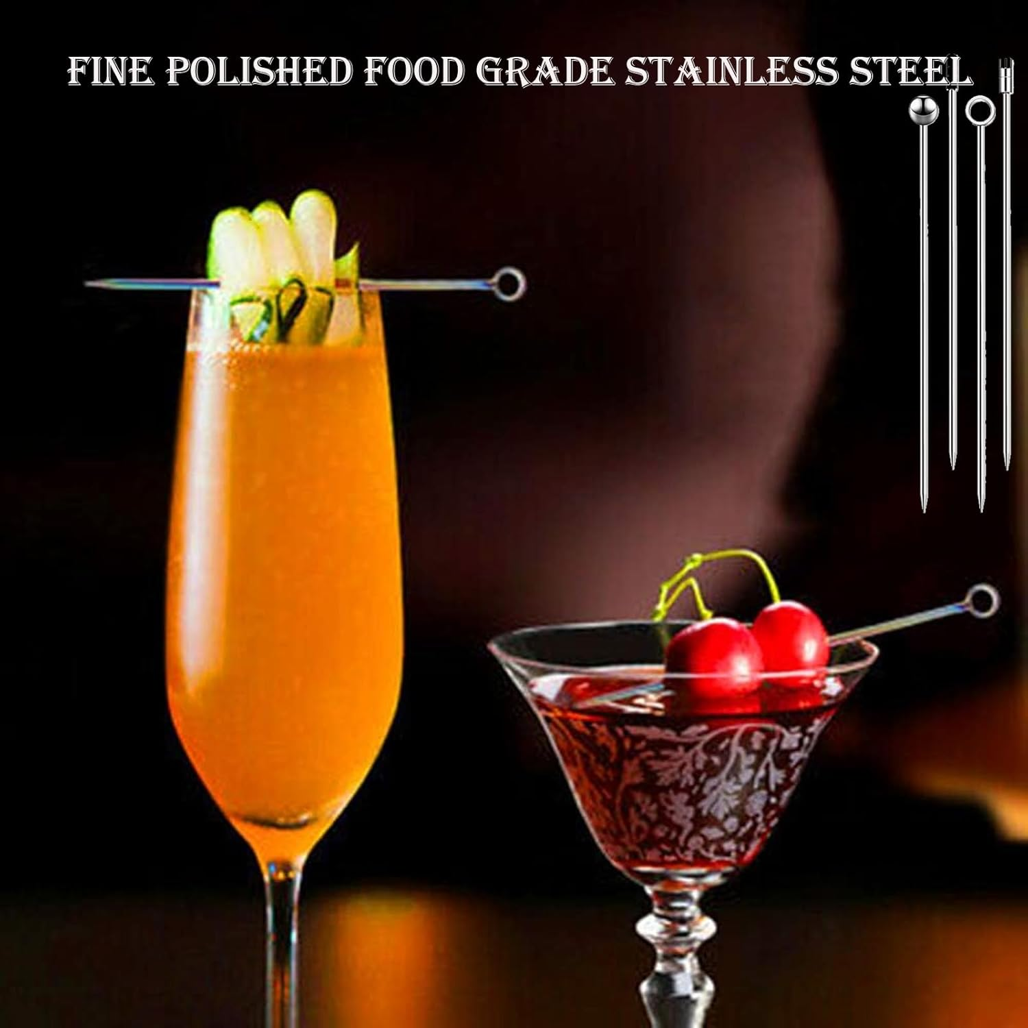 20Pcs Stainless Steel Cocktail Picks,4.3-Inch Reusable Fruit Bar,Metal Cocktail Party Toothpicks,Suitable for Fruit,Appetizers,Club Sandwiches,Bars or Parties (Silver) image number 5