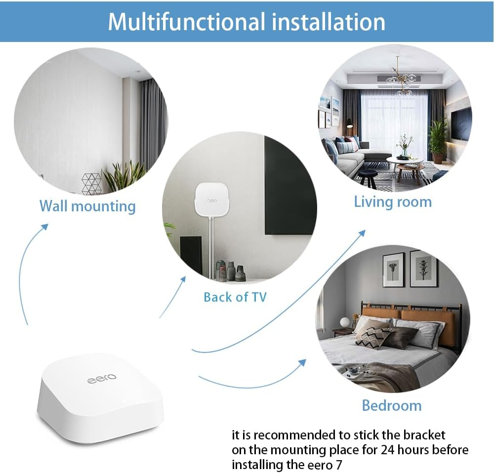 Dual-Mount Wall Bracket for Eero 7 (Wi-Fi 7) Router &ndash; Screw/Adhesive Installation, No-Drill Design, Space-Saving (2) image number 6
