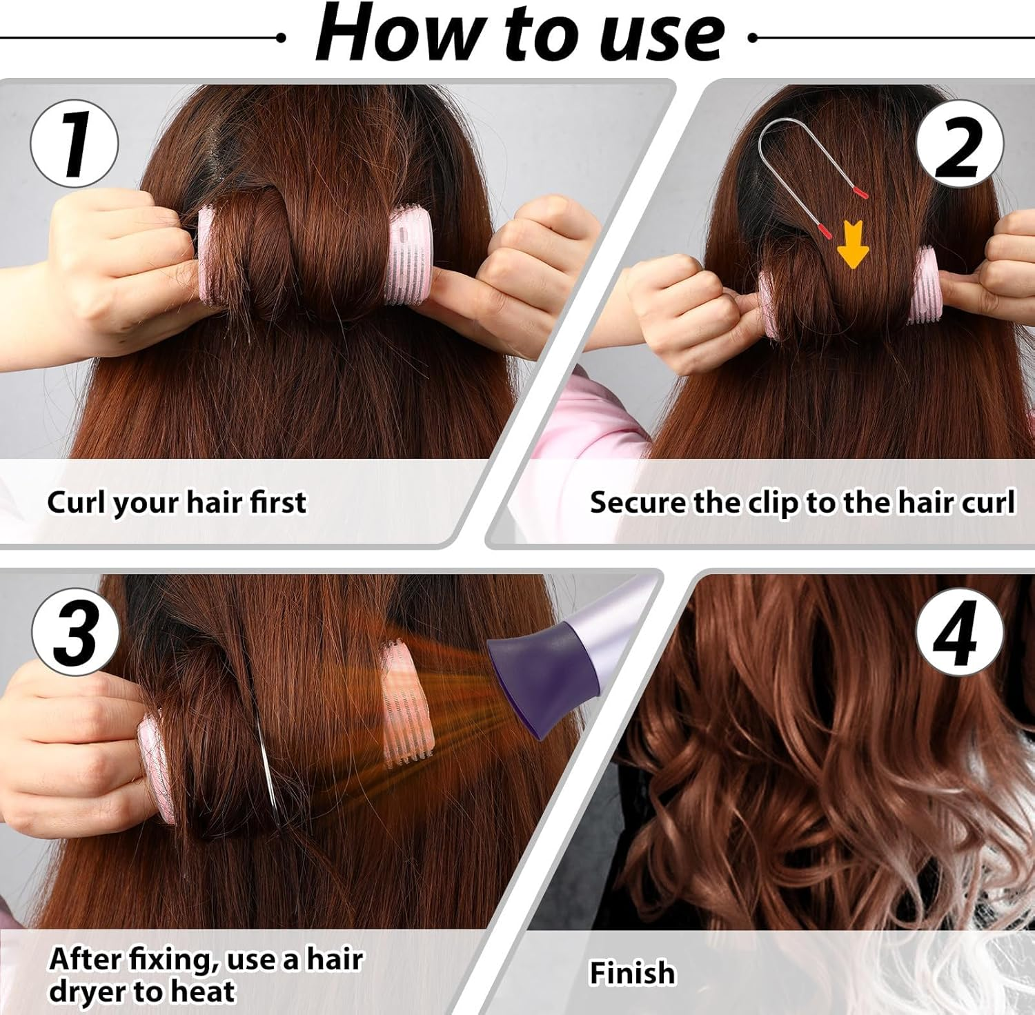 24 Pcs Hot Curler Clips Replacement Kit,3 Sizes Hot Curler Clips Replacement Pins Hot Roller Strong Securing Clips, Stainless Steel for Electric Rollers,Assorted Hot Roller Clips Large,Hot Curler Clip image number 1