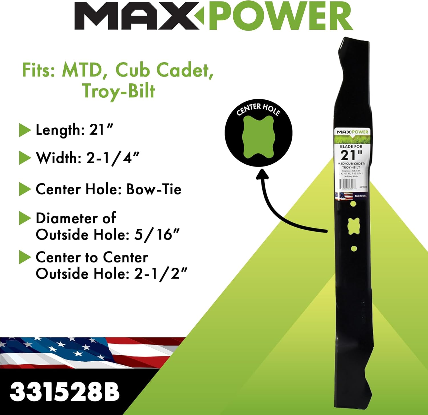 Maxpower 331528B Mulching Blade for 21 Inch Cut Mtd/Cub Cadet/Troy-Bilt Replaces 742-04100, 742-0741, 742-0741A, 942-0741, 942-0741A Black