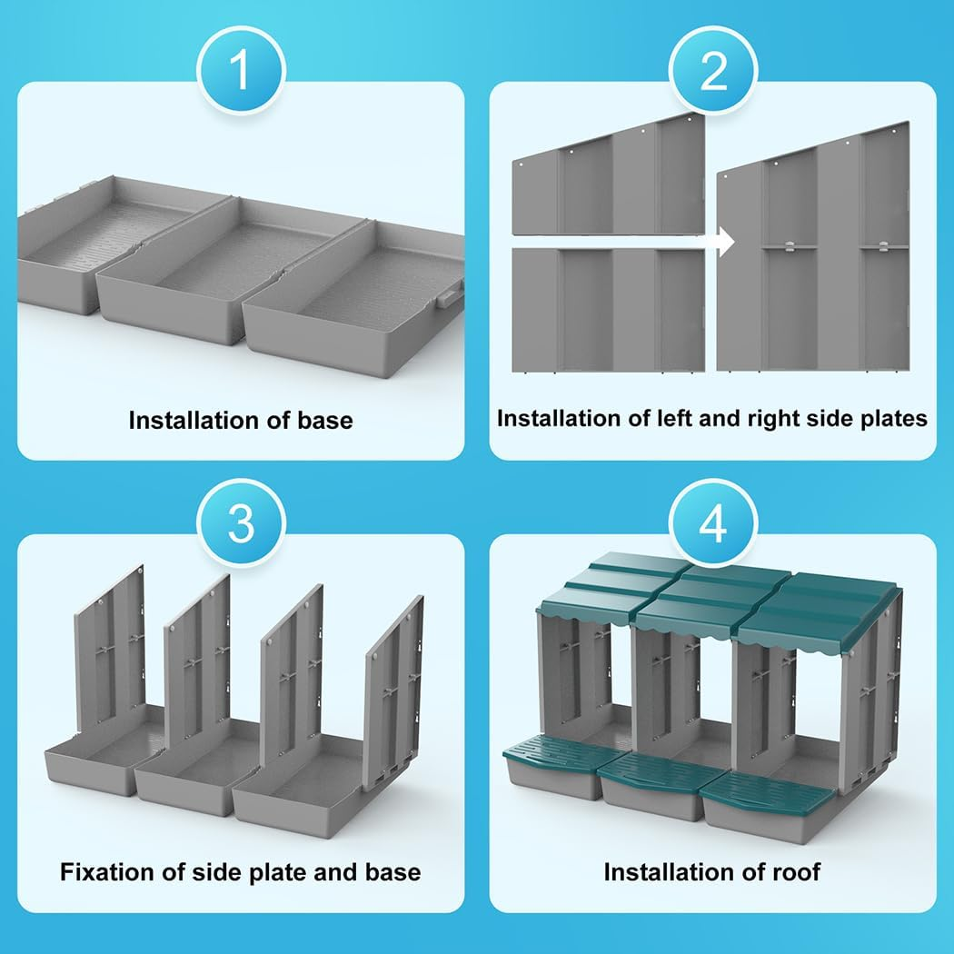 PORIYA 3 Hole Chicken Nesting Box Roll Away Chook Hen Laying Boxes Modular Nest House image number 2