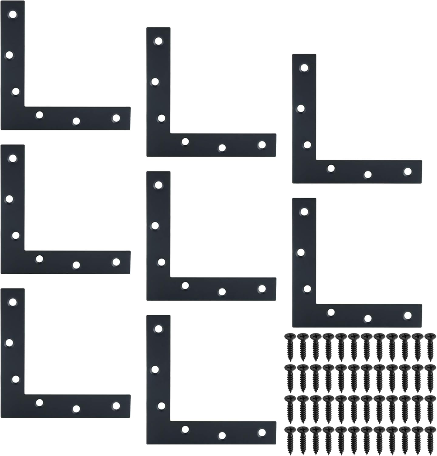 Alise L Flat Brackets,Corner Bracket Black Corner Brace Mending Plate Repair 120Mm X 120Mm Stainless Steel Flat Braces for Wood Tables, Chairs, Sofas, Beds, Cabinets, Doors and Windows,Pack of 8 image number 6