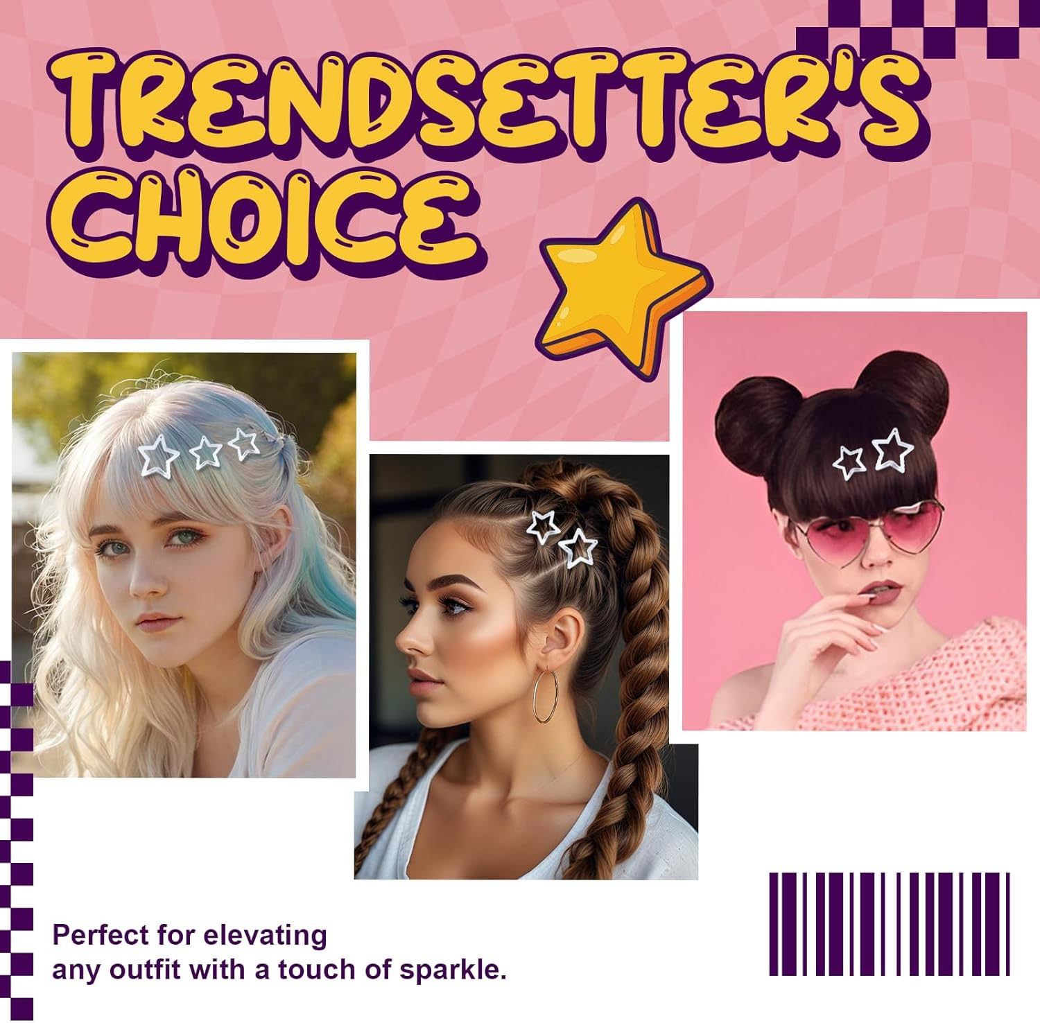 JASVERLIN Star Hair Clips, 1.22" and 1.61" Cute Kawaii Snap Barrettes for Women Girls Teens, Y2K Fashion Festival Rave Hair Accessories 2000S Aesthetic Stars Stuff Non Slip 40 Pcs (Matte Silver) image number 5