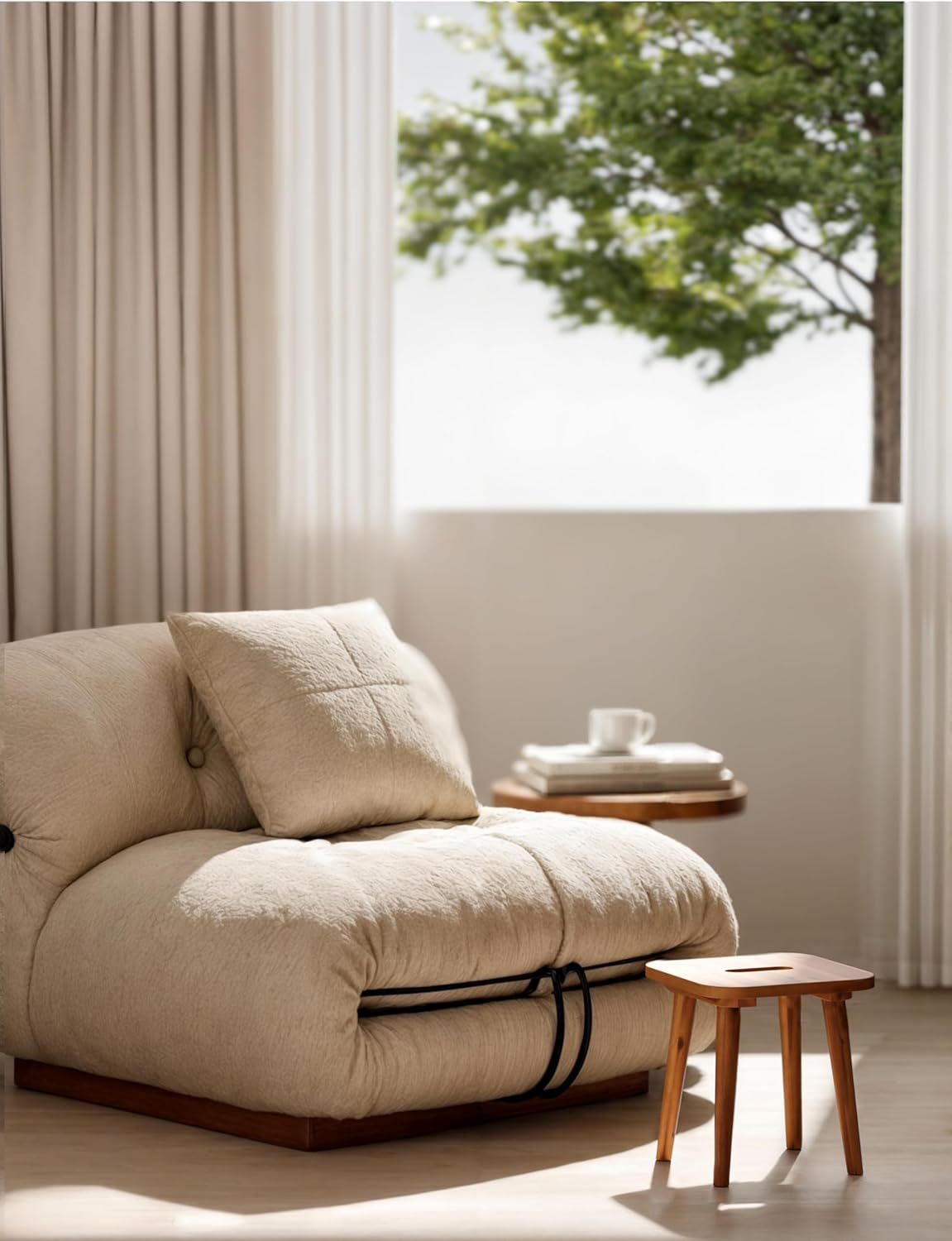 HOLANA 25Cm Acacia Wooden Step Stools for Kids - Wooden Stool, Wooden Plant Stools, Plant Stand - Wood Sitting Stool for Kitchen, Bathroom, Bedroom (Square) image number 5