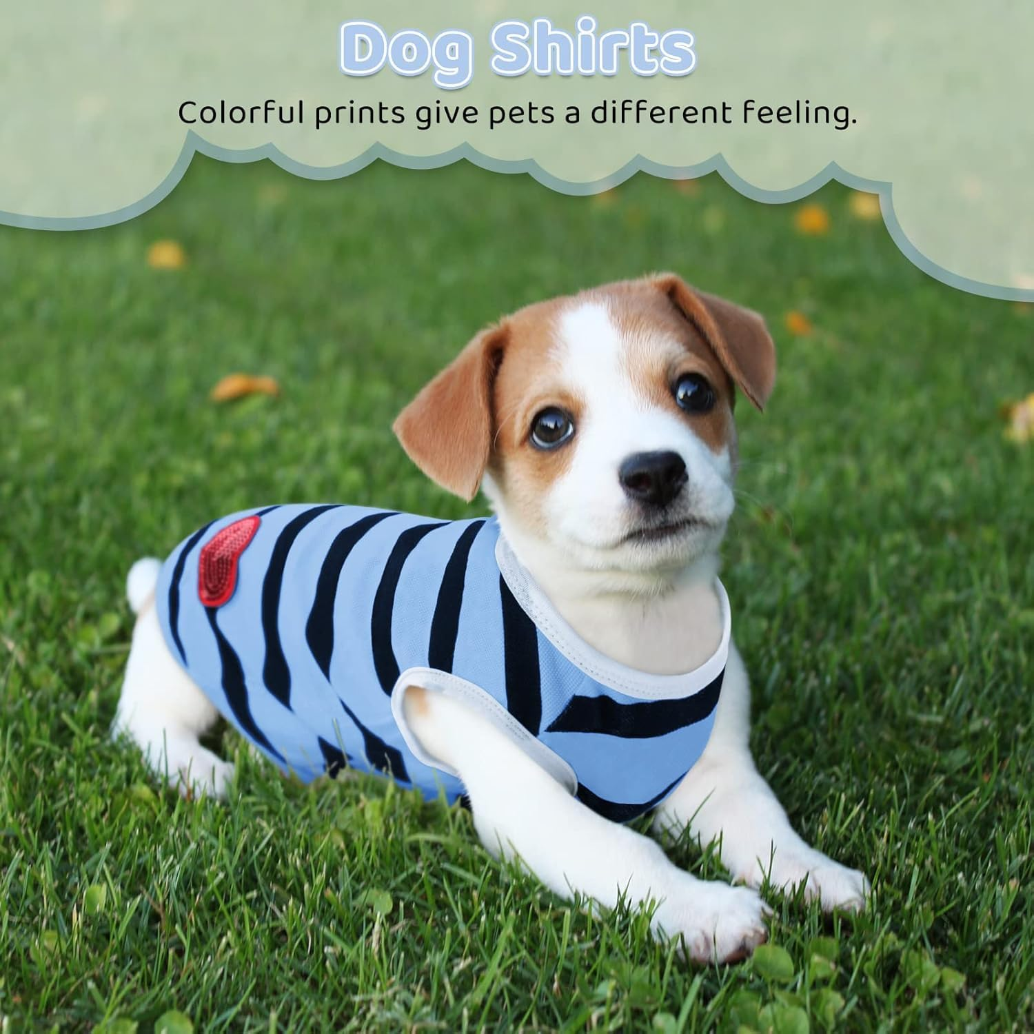 Pet Dog Striped T-Shirt Dogs Cats Cotton Vest Spring Summer Pet Apparel Tee Shirt Suitable for Small and Medium Large Pets (Blue, S) image number 1