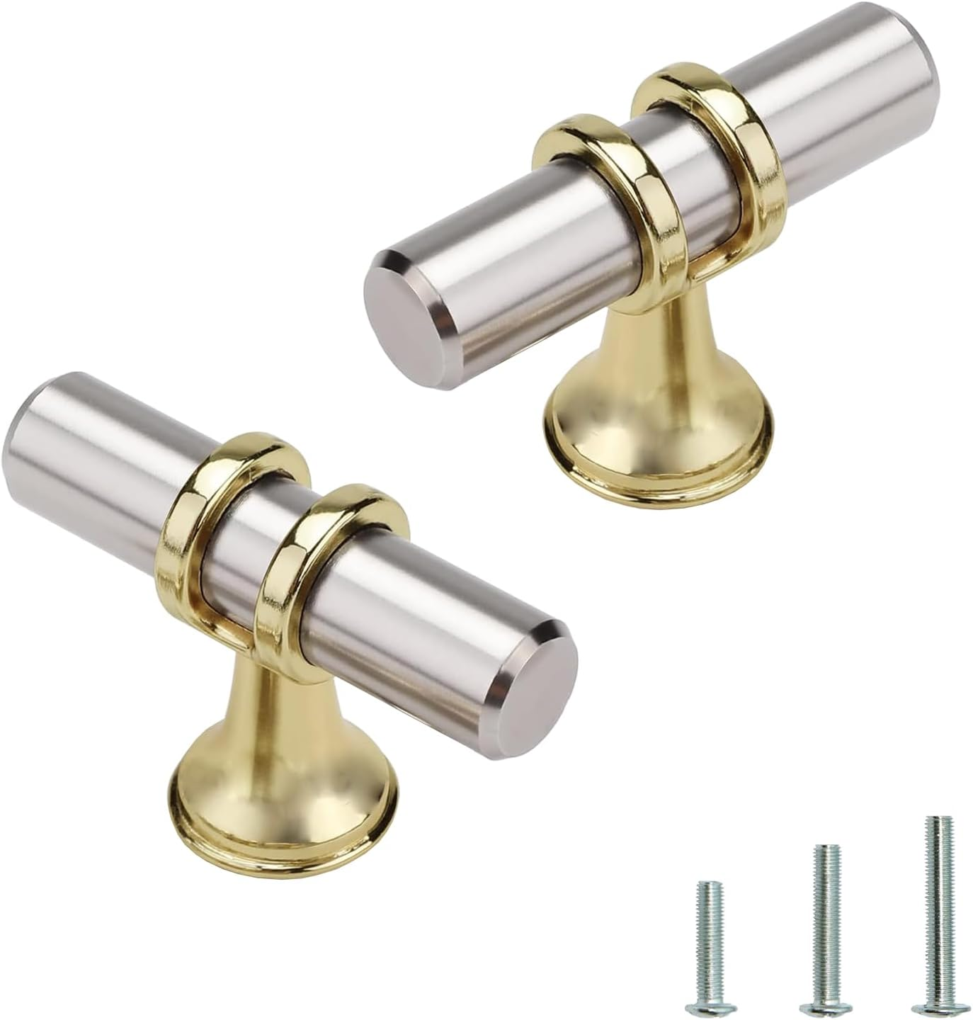 Ymaiss 12 Packs Cabinet Knobs T Bar Kitchen Dresser Knobs Drawer Pull Handles Single Hole Knobs Hardware for Drawer Dresser Cupboard Wardrobe (Black and Gold)