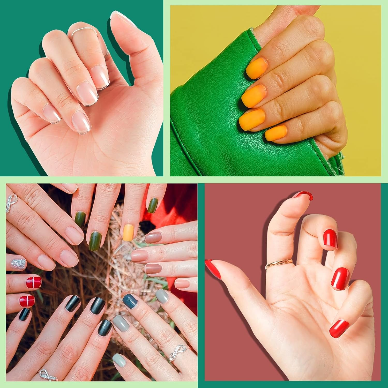 14 Size Short French Natural False Nail Tip Fake Nails Art Acrylic Manicure Set, Full Cover False Nails Press on Nails Set, DIY Artificial Nail Tips for Nail Art Set image number 4