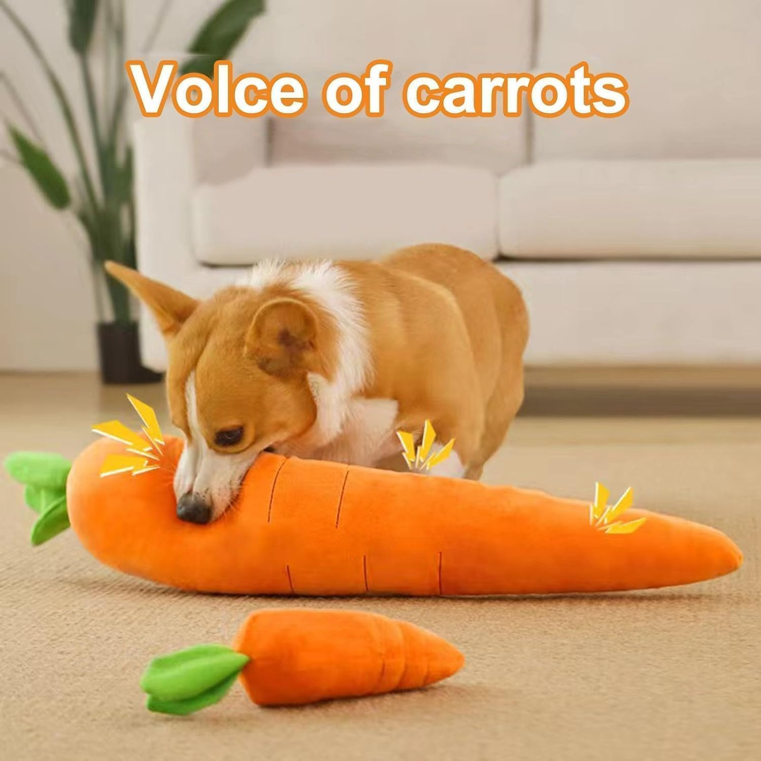 Wyjuan Crinkle Dog Toy for Small, Medium, Large Breeds, Cute Carrot with Soft Squeaker, Best Pet Supplies Carrot Shape Pet Plush Toy with Sound, Bite-Resistant Soft Comfortable Dog Squeak Toys image number 1