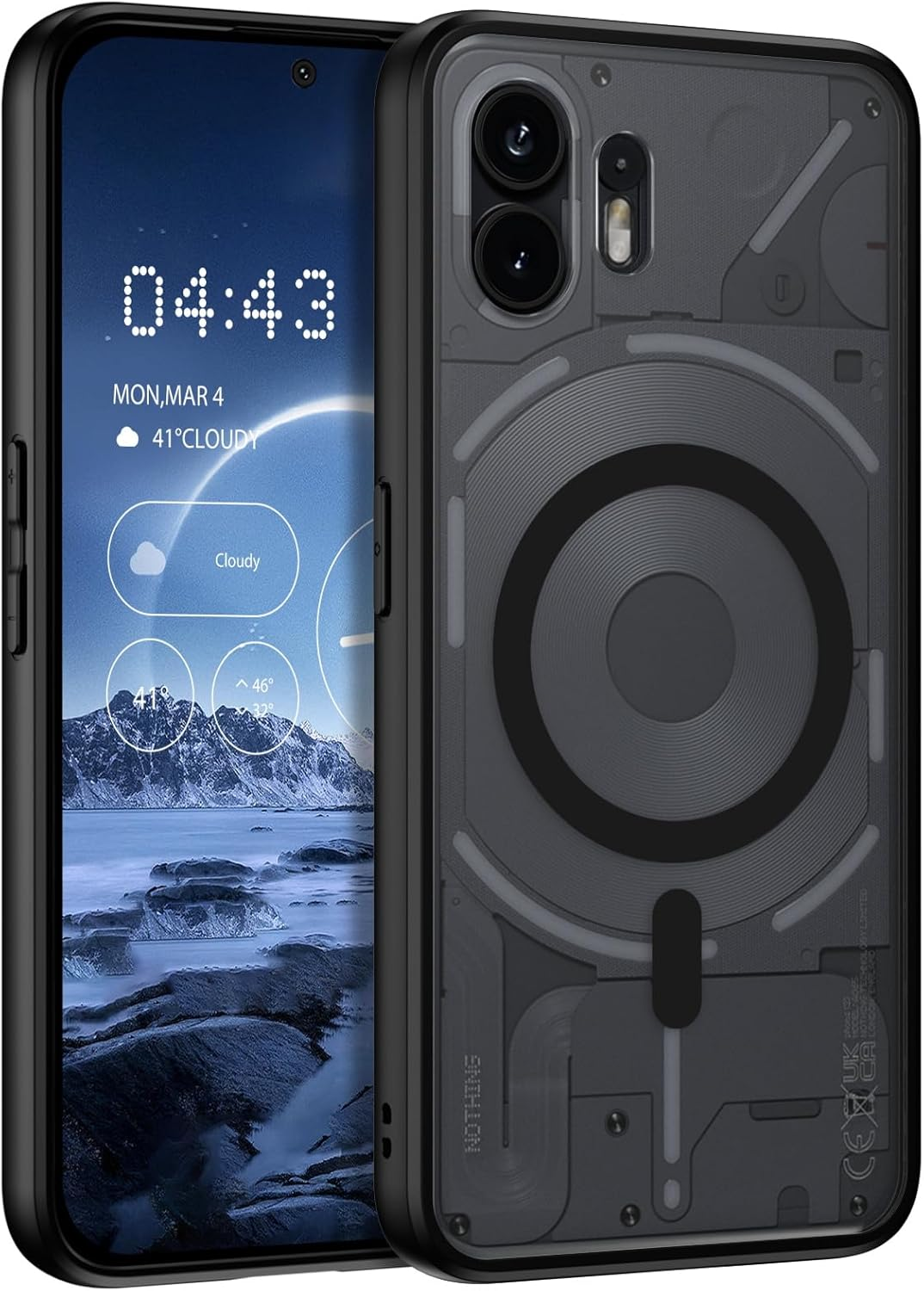 DUEDUE for Nothing Phone 3 Case Magnetic, Compatible with Magsafe, Military Drop Protection Skin-Touch Slim Translucent Matte Shockproof Phone Cover for Nothing Phone 3, Black