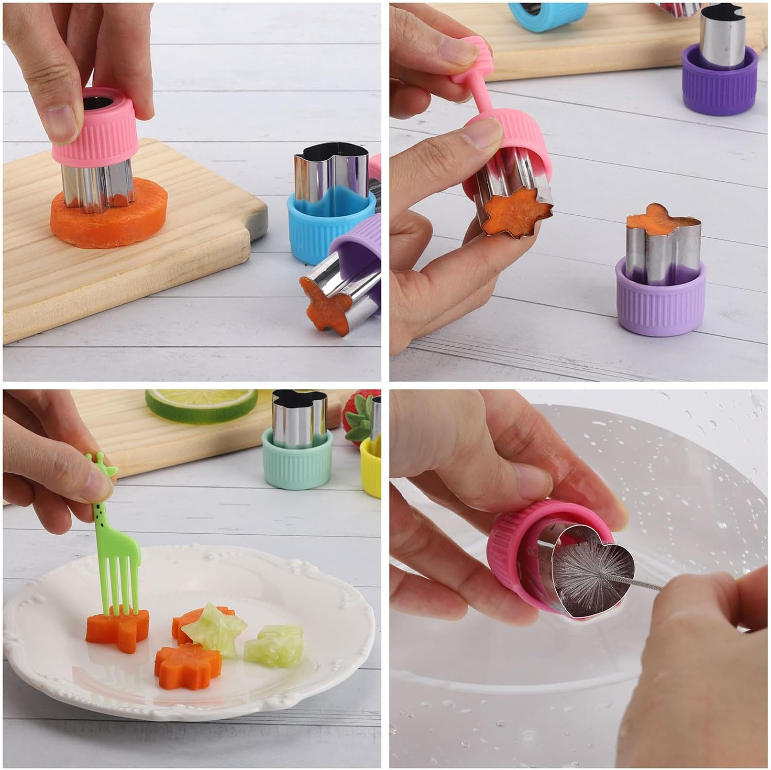 BTYMS 27PCS Stainless Steel Cookie Cutters Set with Mini Fork, Vegetable Fruit Shapes Hand Tools for Kids DIY Baking, Food Safe Sandwich Cake Decorations image number 3