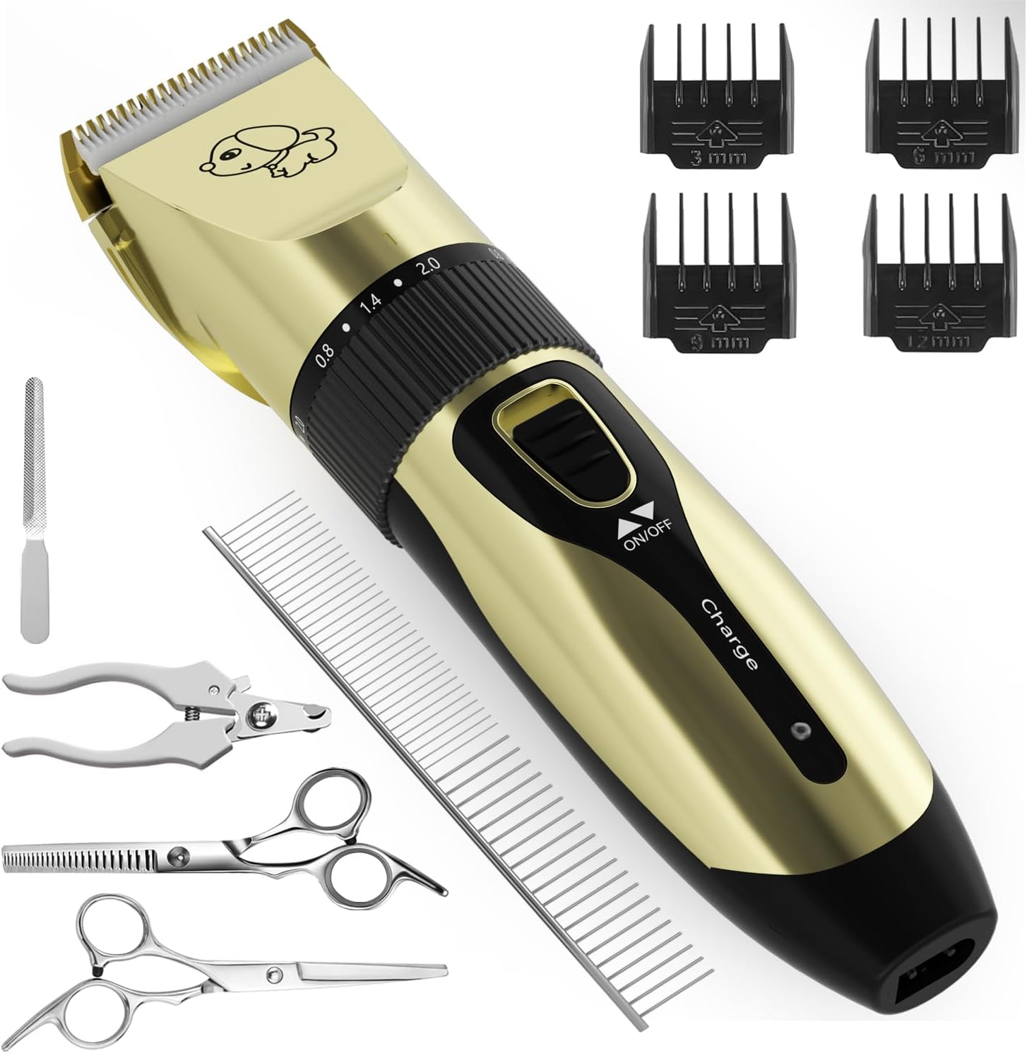 VEKEN Dog Clippers Grooming Kit - Pet Shaver with Low Noise, Cordless Dog Hair Clipper Rechargeable, Electric Quiet Dog Trimmer, Professional Detachable Blades Pet Clippers for Dogs Cats Pets and Animals image number 5