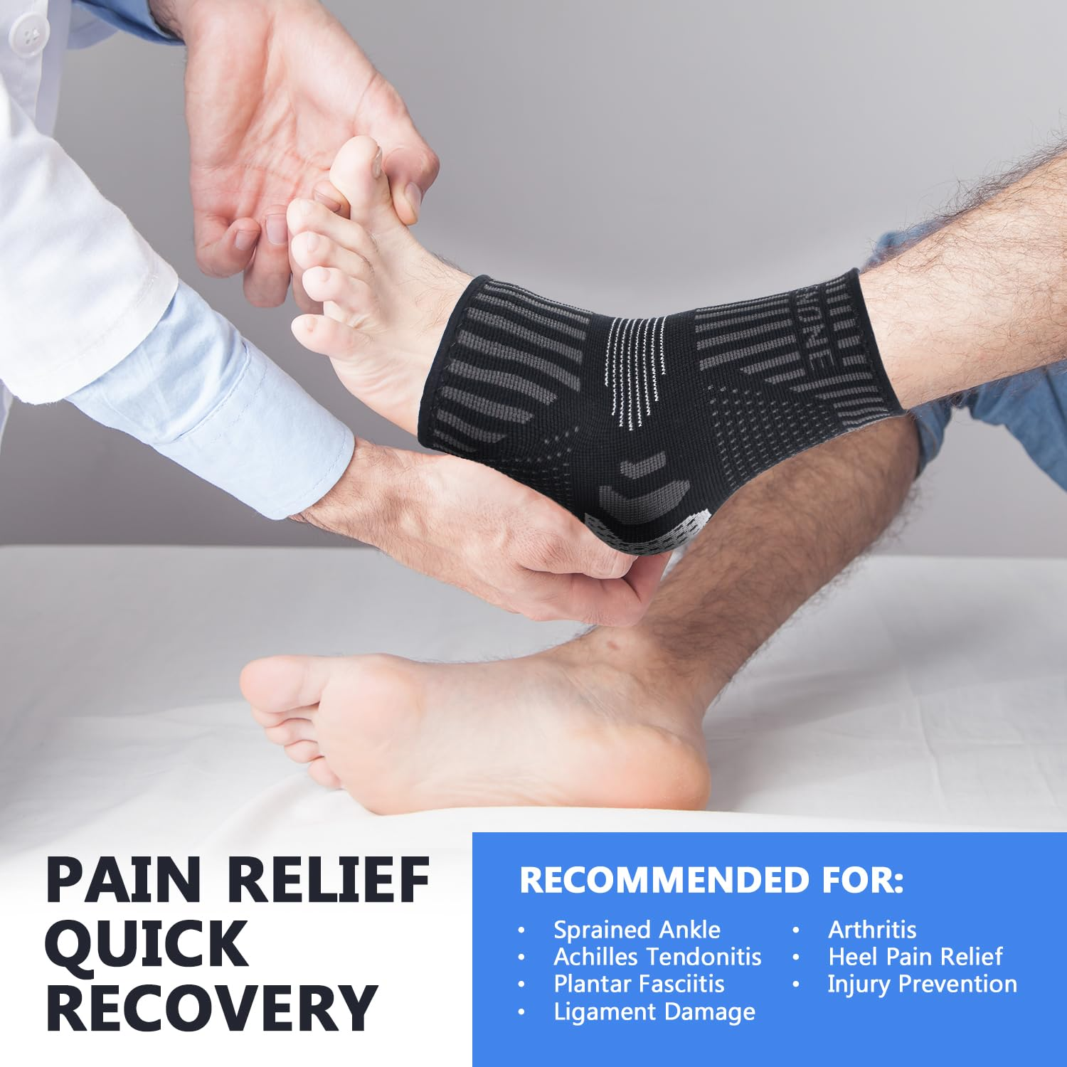 Ankle Brace for Women & Men, Ankle Compression Sleeve Socks, Best Ankle Support Brace for Sprained Ankle, Plantar Fasciitis, Achilles Tendonitis Relief, Foot Pain, Running, Sports image number 1