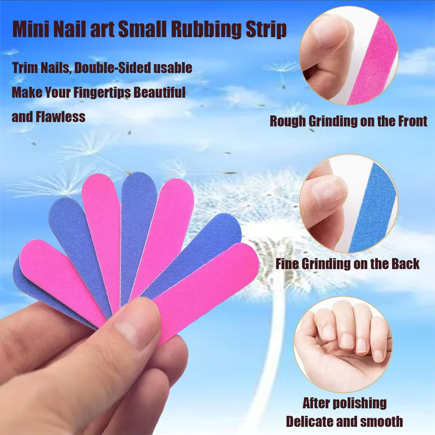 Transun Moo Mini Nail Files Bulk, 100 Pack 2 Inches Disposable Double Sided Emery Boards Manicure Pedicure Tools(1002)