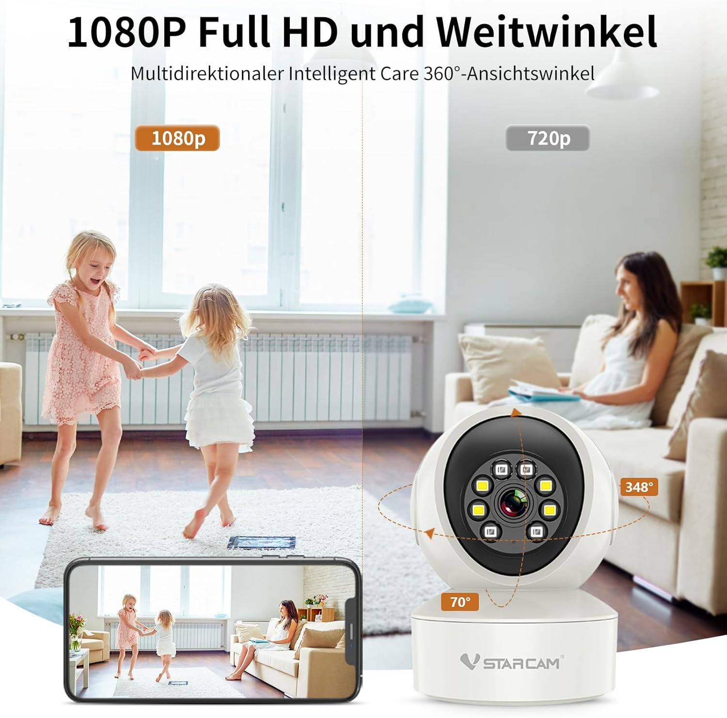 VSTARCAM Dog Camera with App Colour Night Vision Wifi Camera 2K Security Camera, Indoor Camera for Pets, Dogs, Baby Monitor Compatible, Two-Way Audio, Car Tracking, Motion Detection 02 image number 5