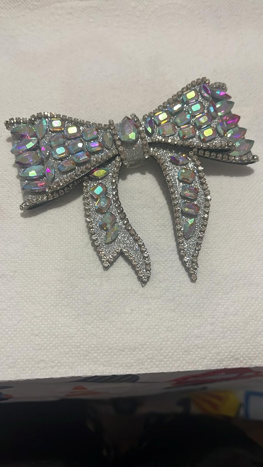 NTY Collections Rhinestone Bow Hair Clips &ndash; Sparkly French Design Barrettes, Crystal Bow-Knot Hair Accessories for Women & Girls, Party, Halloween, and Special Occasion Hairstyles -Pack of 1, Silver image number 1