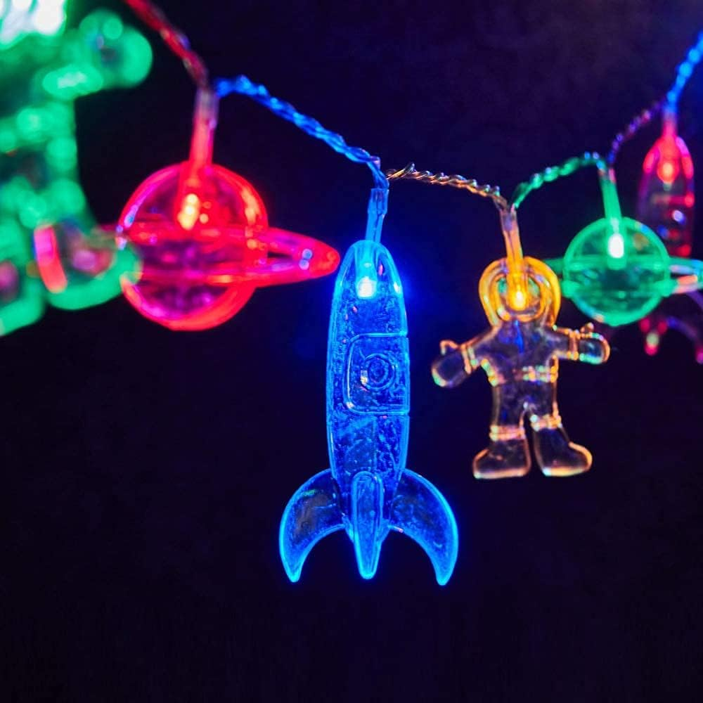 LELYOMALL Indoor Astronaut String Light, 20 LED Children'S Kids Room LED String Lights Battery Operated 3M Fairy Lights for Holiday Wall Window Tree Decorative Party Yard Garden Kids Bedroom Living Dorm image number 6