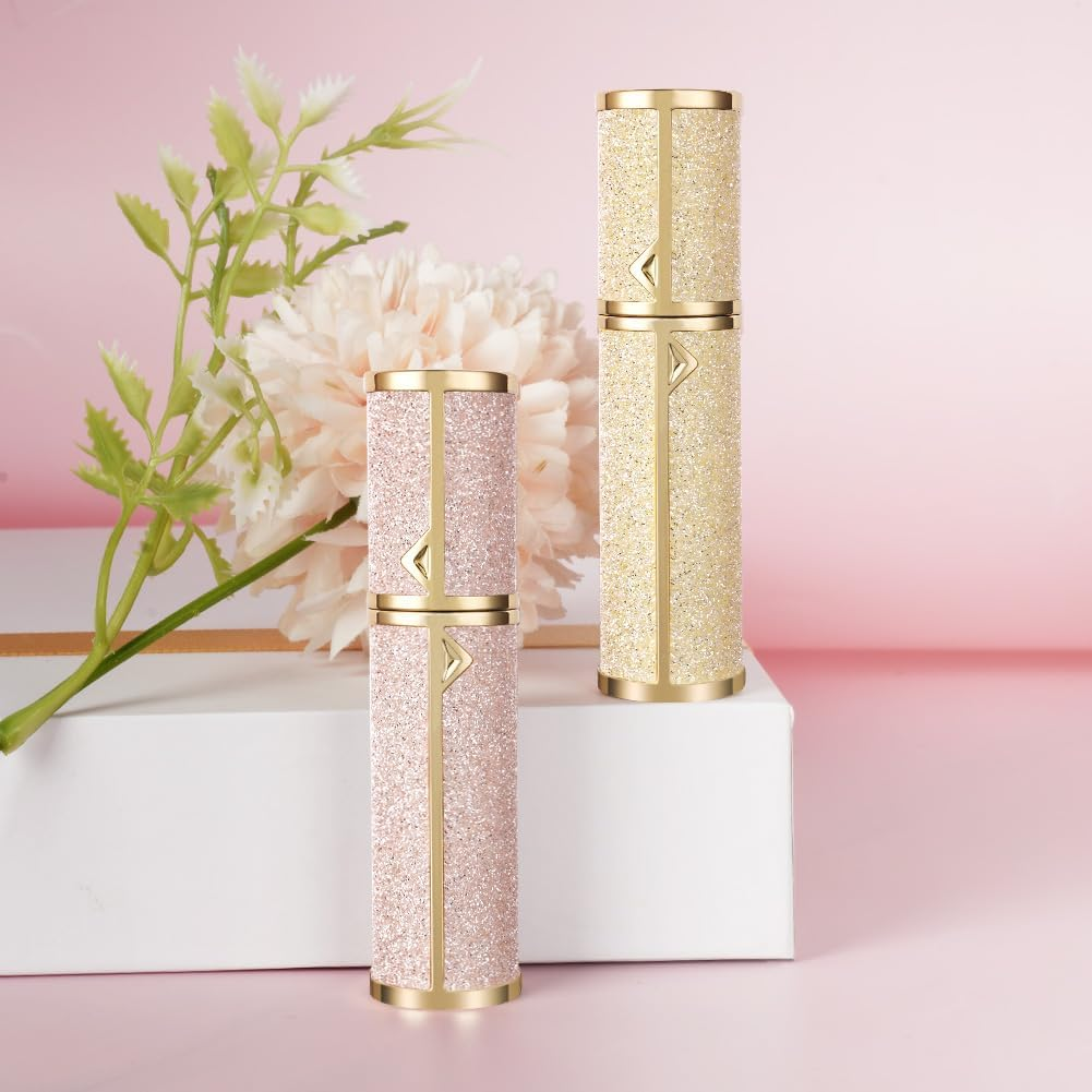 LOPHE Perfume Travel Bottle, 5ML Luxurious Perfume Atomiser Refillable, Shining Perfume Spray Bottle, Easy to Refill Perfume Atomiser for Women Men (Pink) image number 5