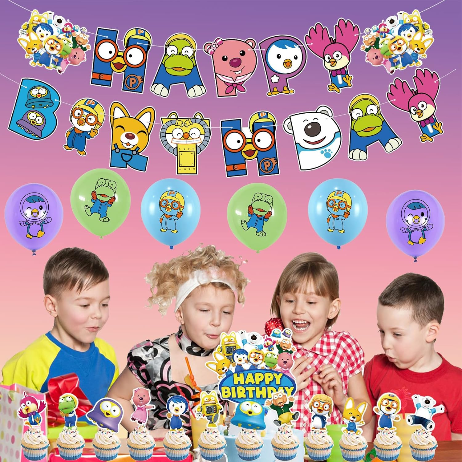 Pororo Party Decoration Birthday Pororo Children'S Birthday Decoration Pororo Birthday Party Decoration Pororo Balloons Birthday Pororo Birthday Balloons Pororo Cake Topper Pororo Birthday Garland