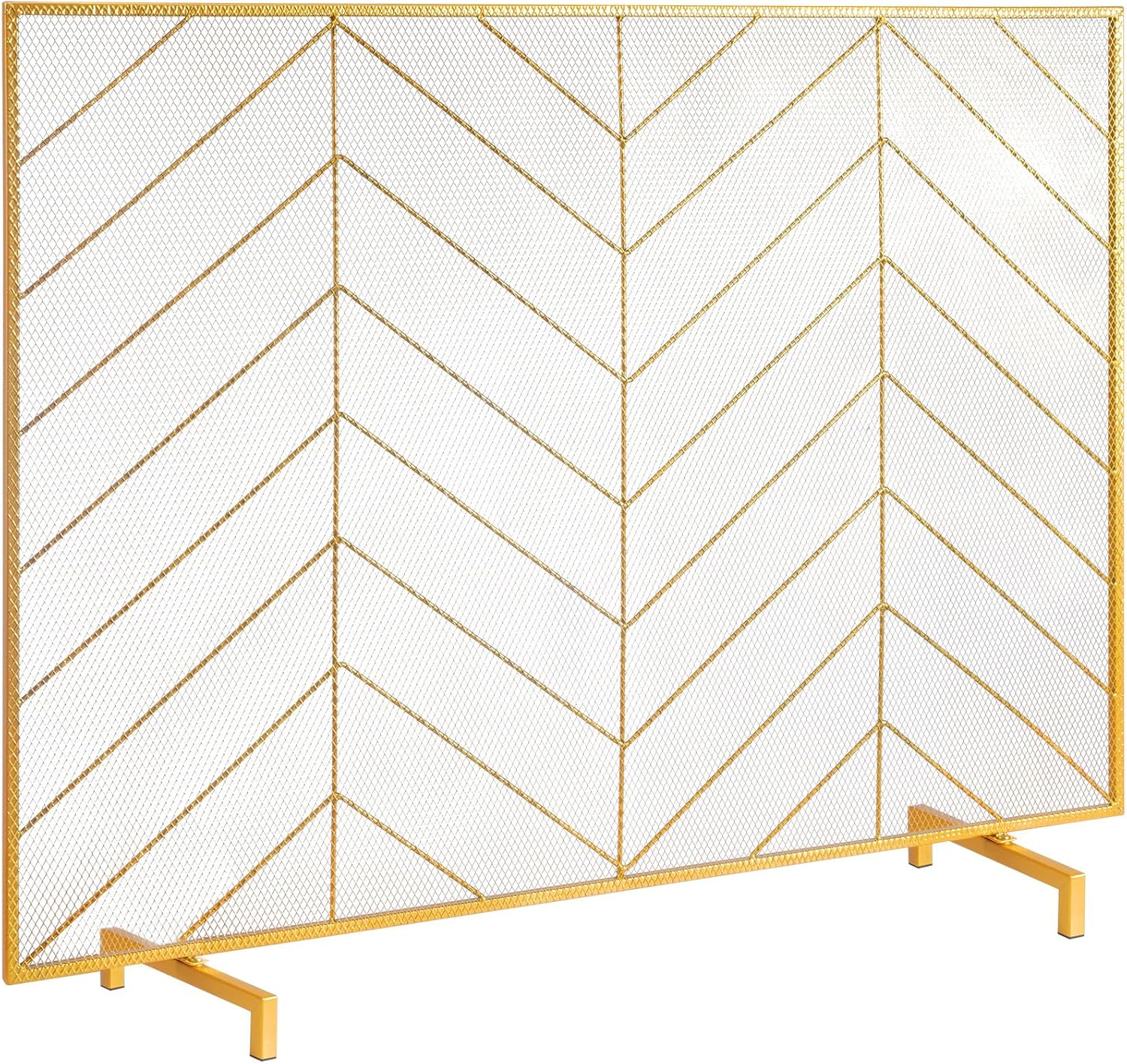 VEVOR Fireplace Screen Single Panel, Sturdy Iron Mesh Fireplace Screen, 980(L) X758(H) MM Spark Guard Cover, Simple Installation, Free Standing Fire Fence Grate for Living Room Home Decor Modern image number 2