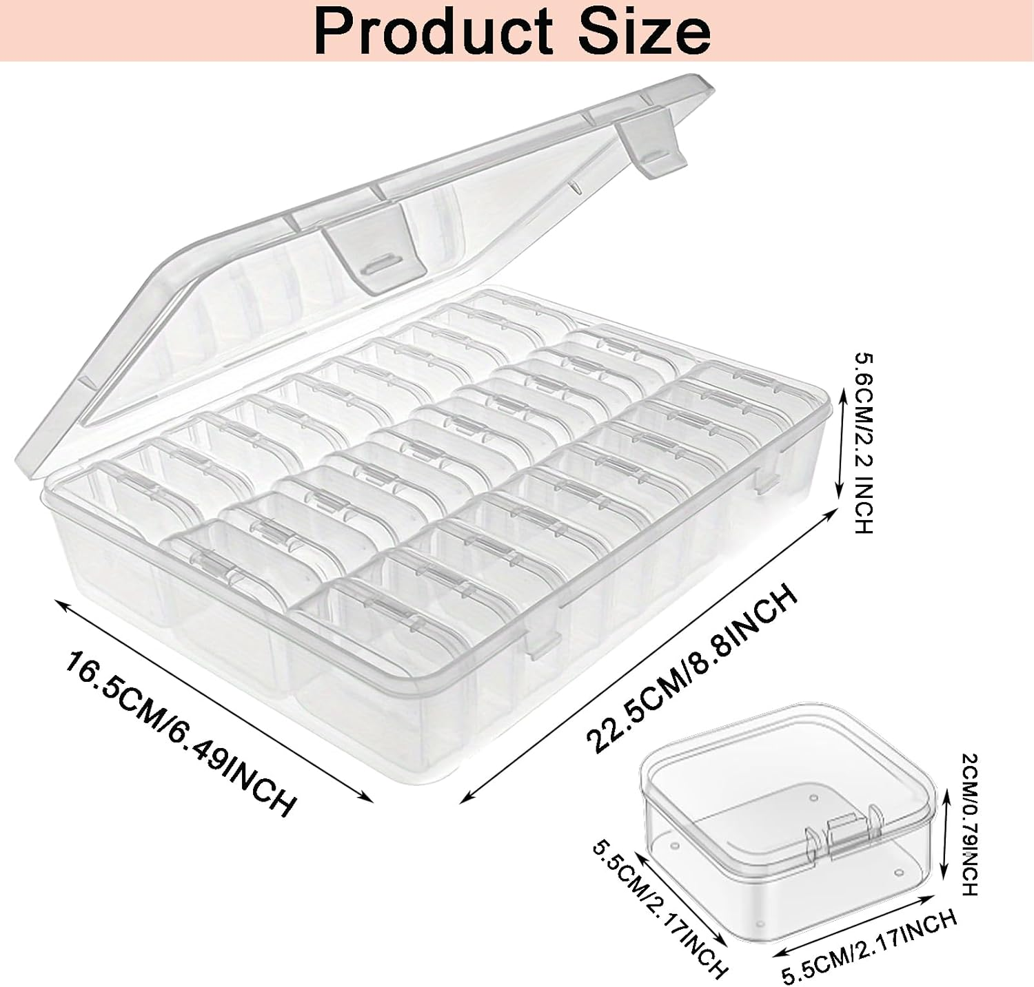 2 Pcs Bead Storage Containers,60 Pcs Small Plastic Containers with Lids,Bead Organizer Box,Bead Organizers and Storage for Jewelry,Bead,Earring,Hardware image number 5