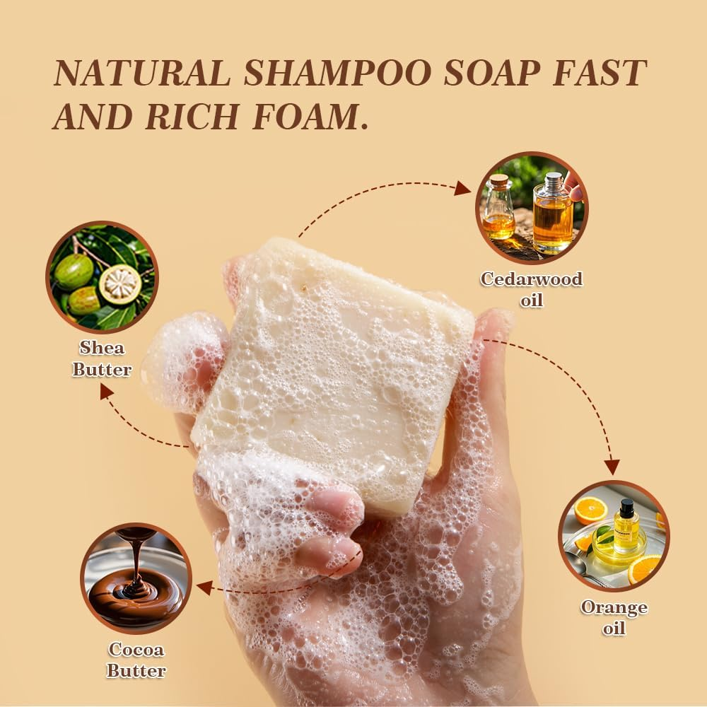 Shampoo Bar for Men - Experience a Distinctive Elegant Aroma, Quick Lather & Easy Rinse, Cedar Citrus Scent Natural Men Shampoo Soap Bar, Ldeal for Travel - 3.2Oz