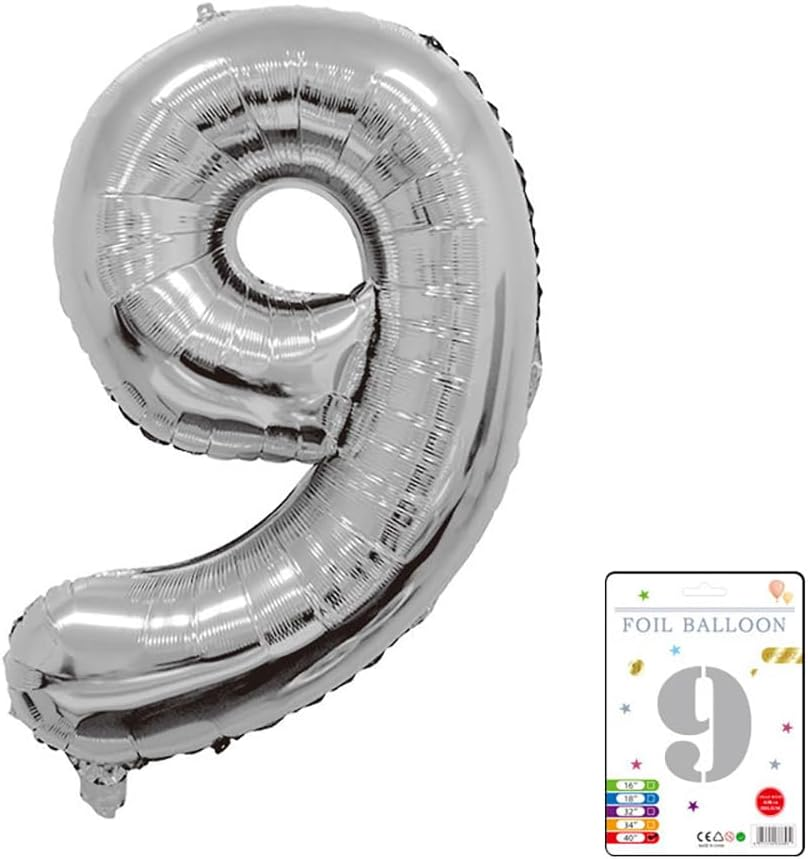 Silver 40 Inch Giant Number Balloons Foil Digital Balloon for Birthday Anniversary Party Festival Decorations (Silver9) image number 3