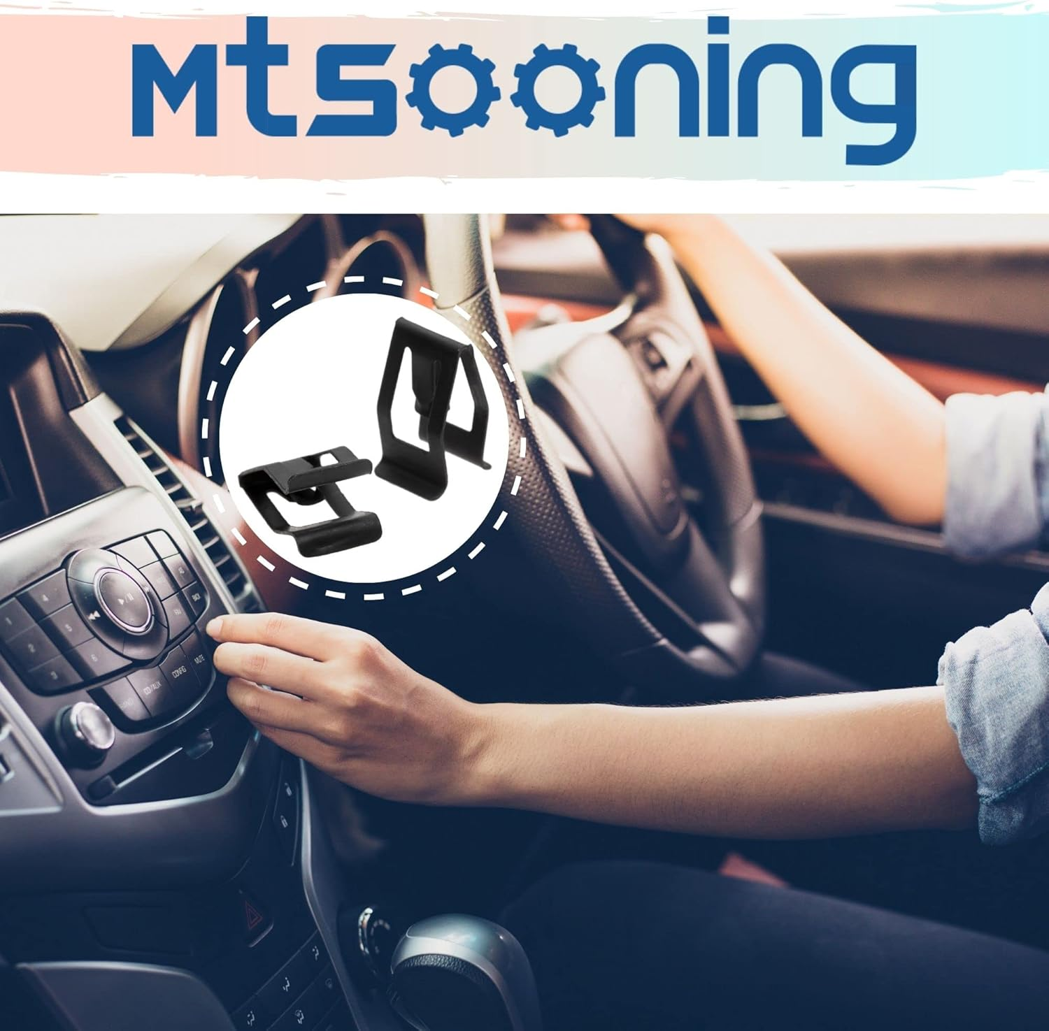 Mtsooning 20PCS Metal Console Trim Clips, Car Front Dash Dashboard Panel Retainer Replacement for Universal Cars Sahara JK Ford Mazda Toyota image number 2