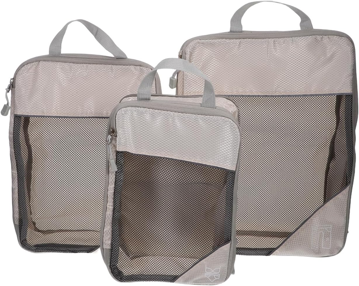 ORFOFE 3PCS Travel Compression Packing Cubes for Women Space-Saving Lightweight Luggage Organizers Self-Compressible Storage Bags for Clothes Shoes Accessories image number 4