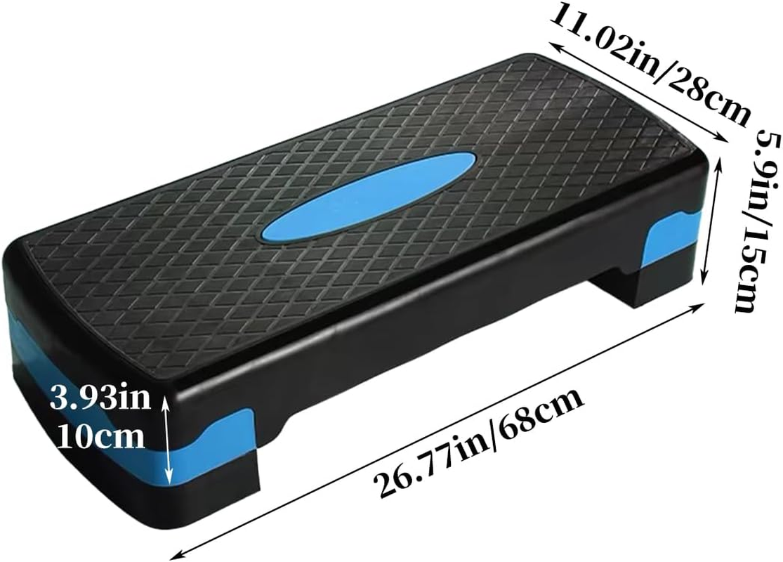 AIMALL Plastic Adjustable Aerobic Stepper, Non-Slip Surface, Dual Height Settings, 26.77" X 11.02" X 5.9", Rhythm Exercise Fitness Stepper, Blue, Green, Orange image number 4