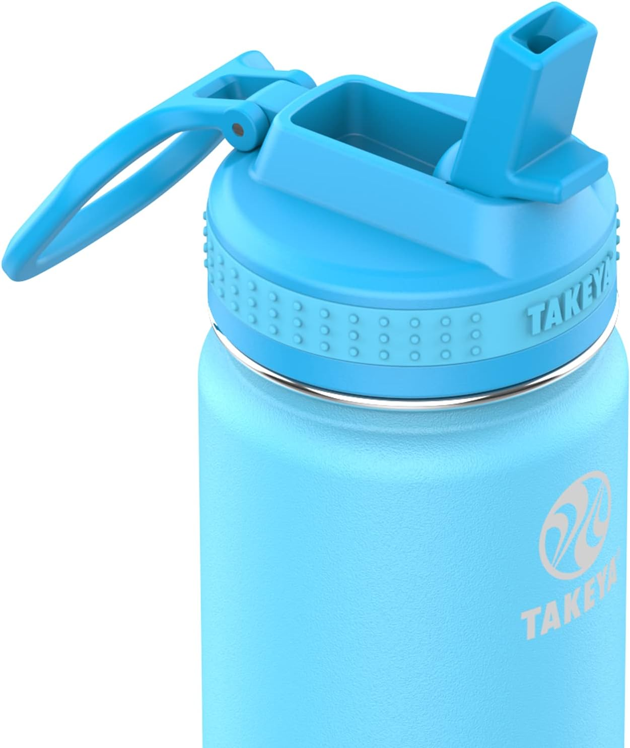 Takeya 885395503141 Actives Kids Insulated Stainless Steel Bottle, Straw Lid Sail Blue/Atlantic 14Oz image number 3