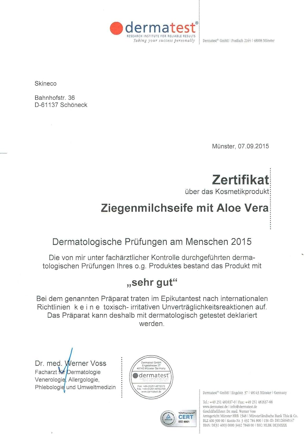 Skineco Natural Soap | Sustainable Goat Milk Soap with Aloe Vera | Piece of Soap for Dry Skin | Body Soap | Handmade Natural Cosmetics | Face Cleansing | Clear Skin | Mild Firm Shower image number 3