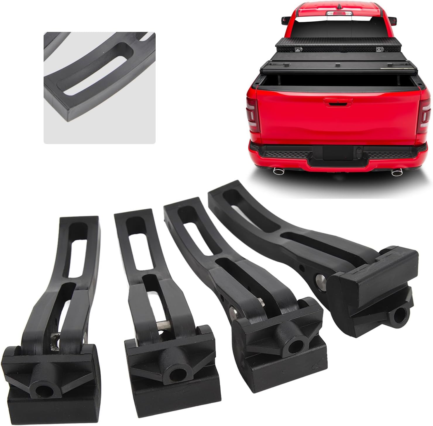 Rear Clamp, 4Pcs Universal Replacement Parts for Hard Folding or Soft Folding Tonneau Cover, Easy to Install Folding Tonneau Cover, Hard Tri-Fold Tonneau Cover Replacement For