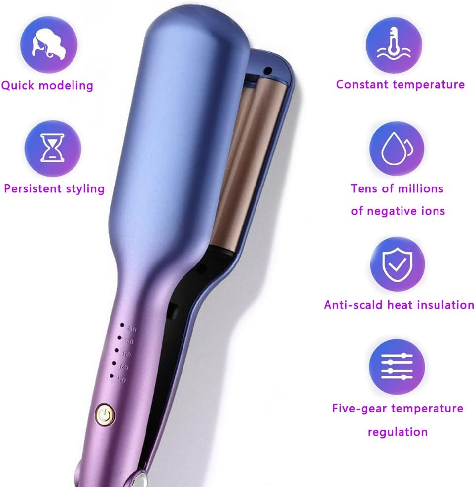 TOHUAN 16Mm 3 Barrels Hair Waver Curling Iron Wand Eggroll Adjustable Temperature Ceramic Wave Hair Curler Iron Curly Crimper Tools image number 1