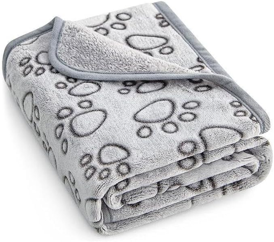 Soft Pet Dog Blanket for Medium Dogs, Cozy Pet Throw with Paws Print for Dogs & Cats, Machine Washable Premium Non Shedding (Gray, 104 * 76CM)