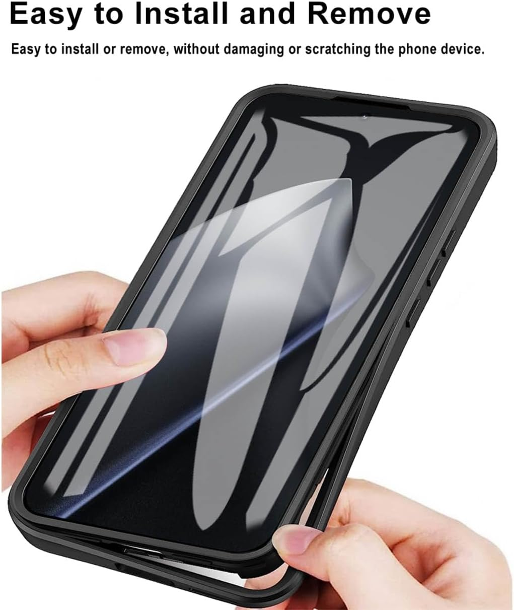 UPLAI Transparent Case for Xiaomi 15T Pro 5G, 360 Degree Full Body Military Grade Shockproof Mobile Phone Case Built-In Screen Protector, Soft TPU Bumper Protective Case, Black