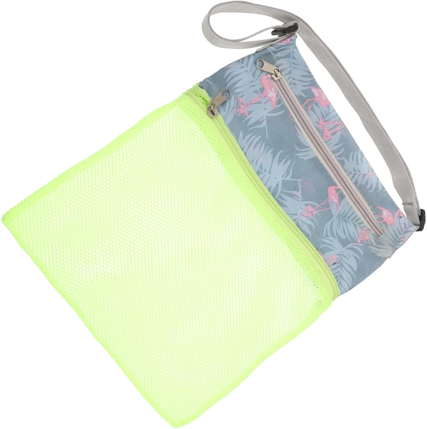 DIKACA Wear-Resistant Portable Mesh Beach Bag with Dual Zipper Pockets Capacity Collecting Supply Tote for Towels Swim Gear Outdoor Travel and Camping Lightweight for Adults image number 3