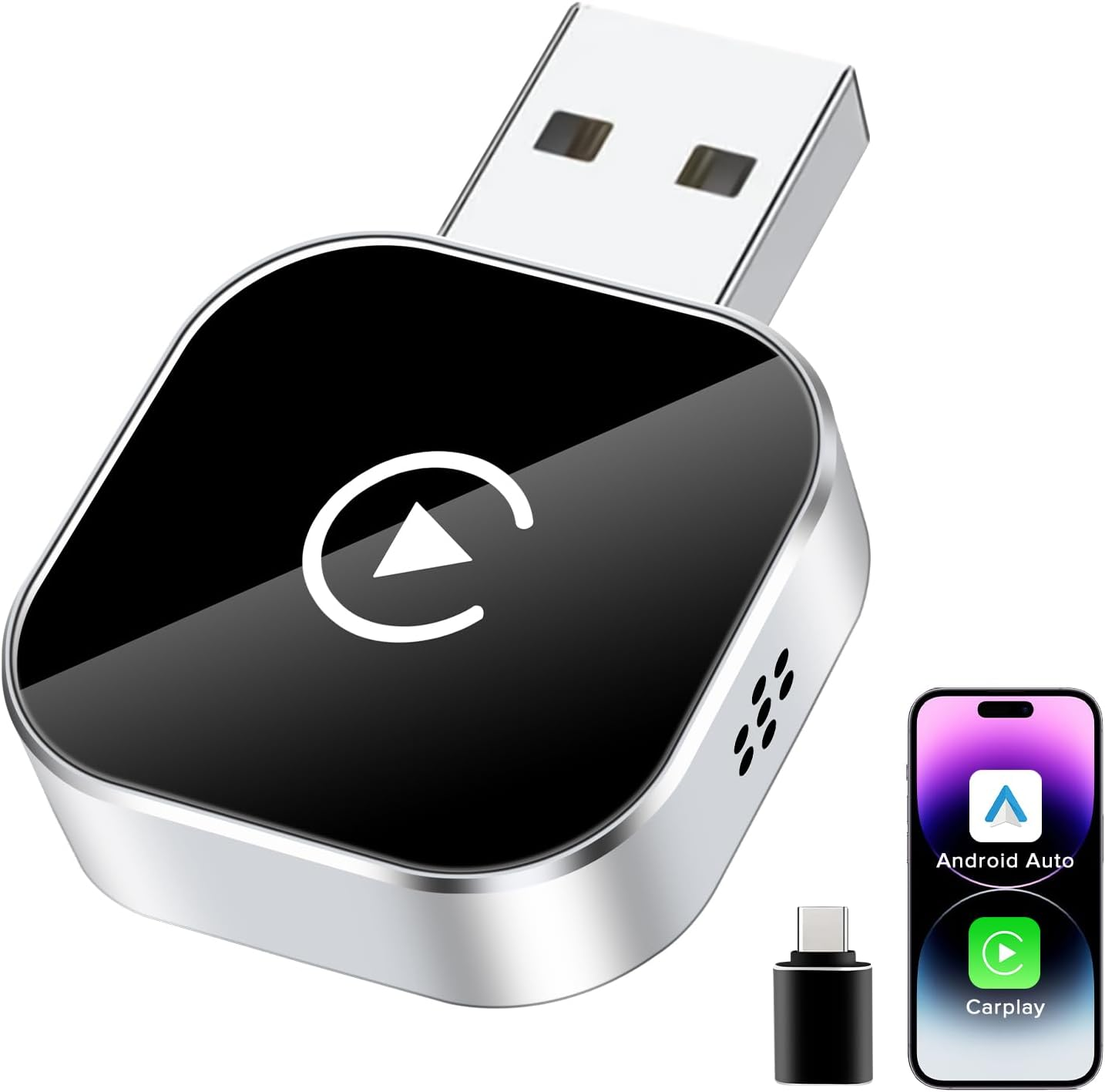 2025 Upgrade Wireless Carplay Adapter & Android Auto Adapter, 2 in 1 Wireless Carplay Box, Retains Original Car Controls, Plug & Play Wireless Dongle for Iphone Ios 10+/ Android 11+/ Cars 2017+(Grey) image number 5