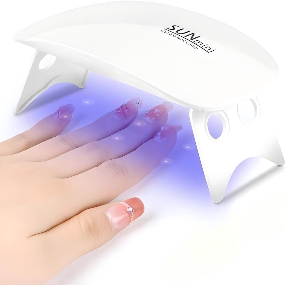 Mini UV LED Nail Lamp, Compact Portable Gel Nail Dryer Light for Curing Gel Polish & Semi-Cured Nail Wraps, Fast Drying Usb-Powered Manicure Tool for Travel & Home Use (White)