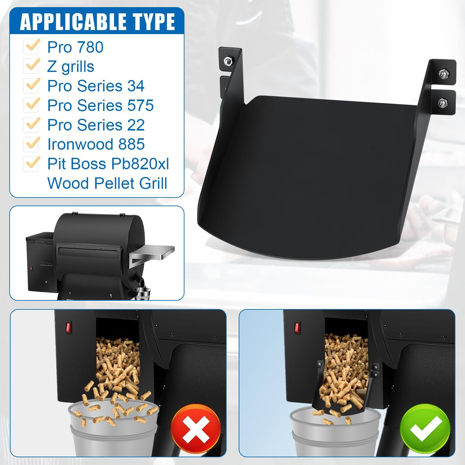 Magnetic Pellets Helper Chute for Traeger Grill, Pellet Discharge Metal Accessory for Traeger Grill Cleanout from Picking up Fallen Pellets, for Traeger Ironwood 885, Pro Series 34, Pro 780 Grills image number 6