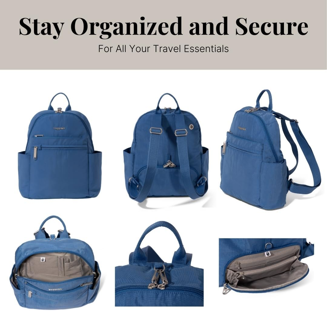 Securtex&reg; Anti-Theft Vacation Travel Backpack 10X13" Slash-Resistant Nylon Daypack W/Locking Zippers & Rfid Protection - Thyme image number 7