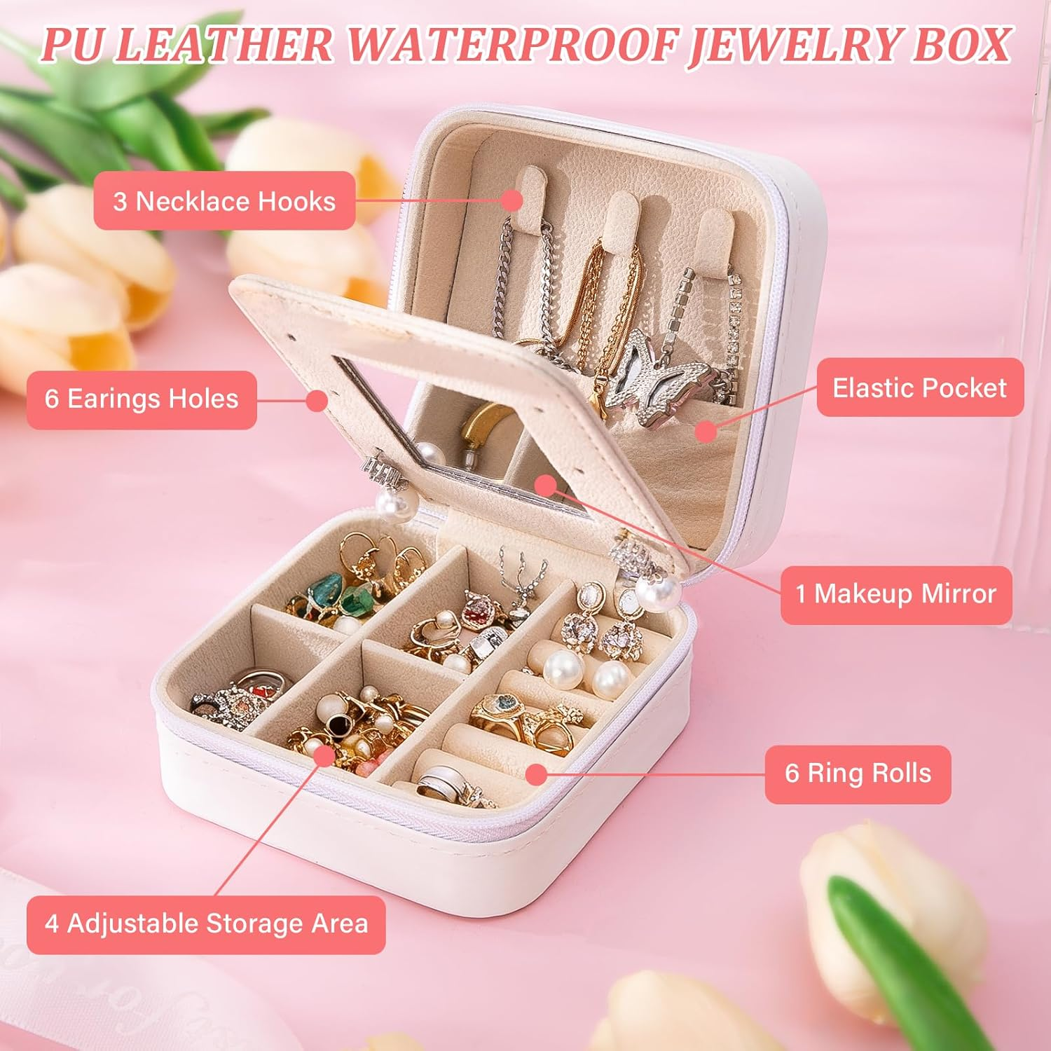 7Pcs Bride to Be Gifts, Bridal Shower Bachelorette Gift Set, Unique Engagement Wedding Day Basket for Women Her Wifey Future Mrs, Including Makeup Bag Slippers Hair Clip Scented Candles Jewelry Box image number 6