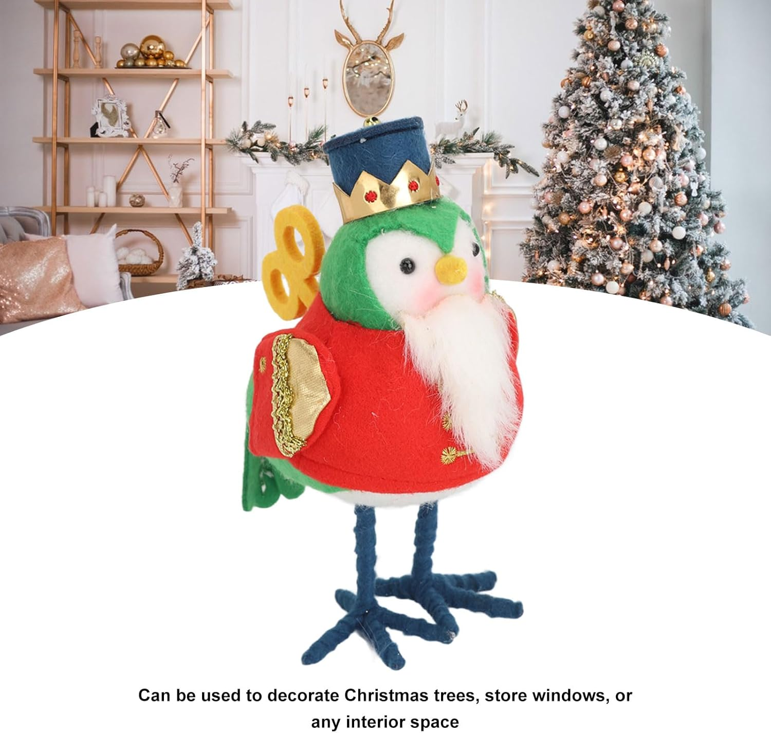 Christmas Table Decorations Birds, Vivid Cute Soft Plush Fabric Standing Bird Christmas Ornaments, Multifunctional Xmas Birds Ornaments for Thanksgiving, Christmas, for Fireplace