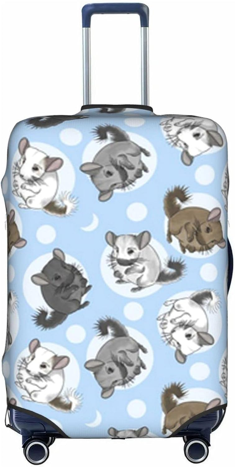 Blue Chinchillas and Moon Luggage Cover Anti-Scratch Suitcase Protector Fits 18-32 Inch Luggage image number 2