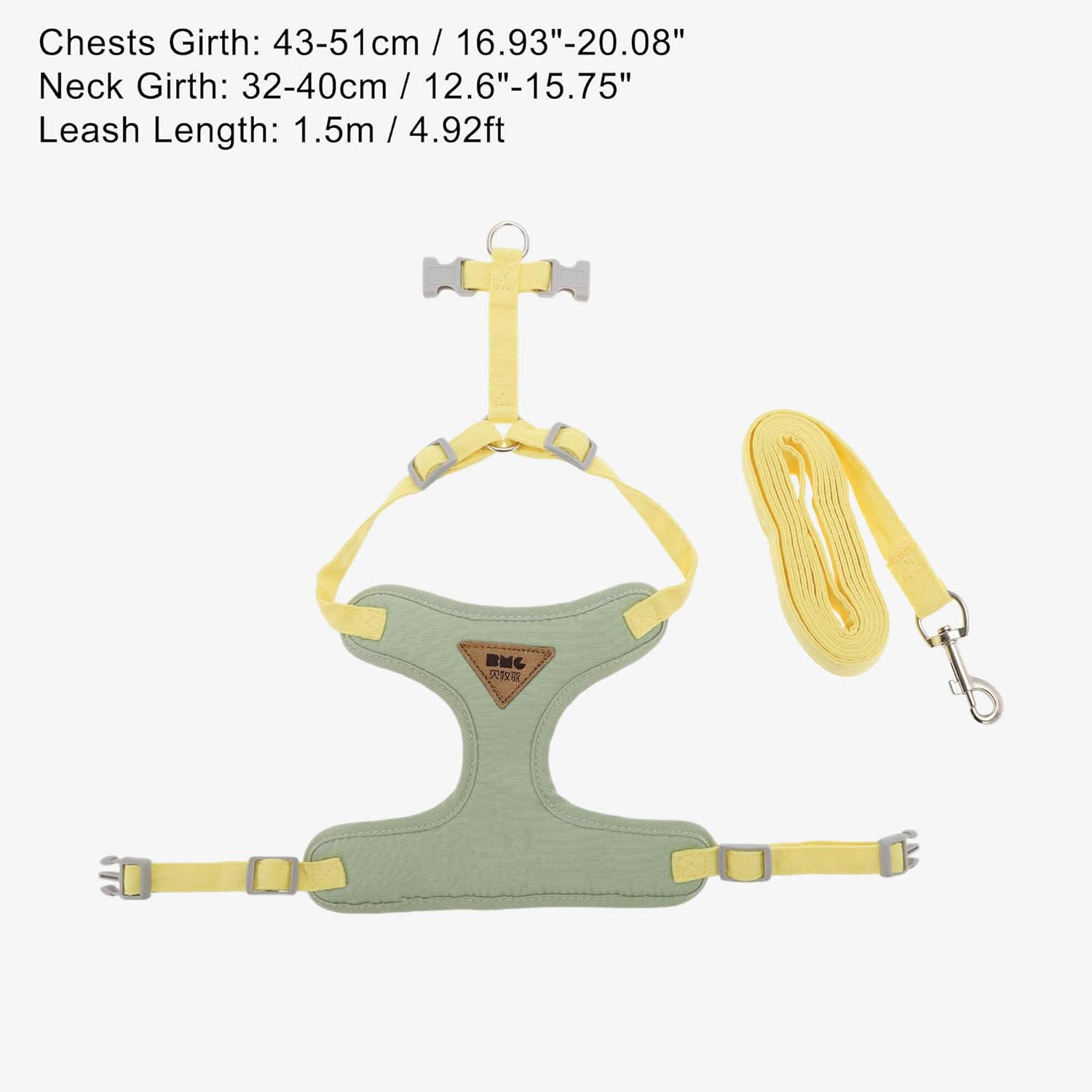 CAPASTEC Soft Cat Harness and Leash Set, Breathable Kitten Harness, Green, M image number 4