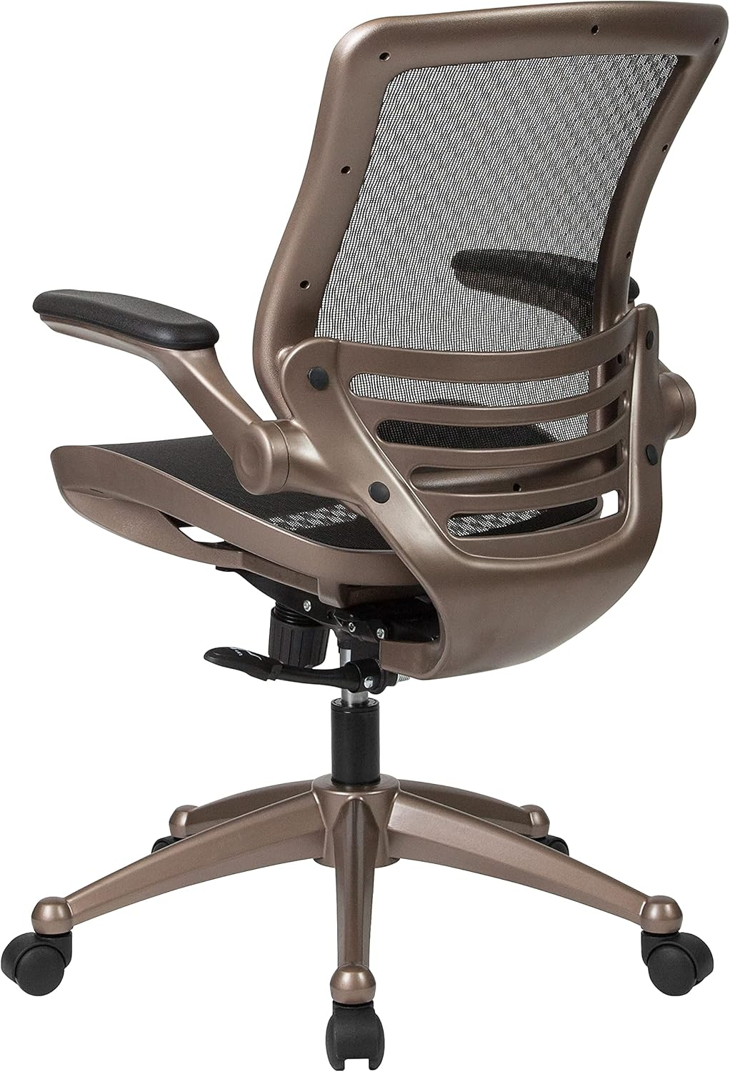 Flash Furniture Mid-Back Transparent Black Mesh Executive Swivel Office Chair with Melrose Gold Frame and Flip-Up Arms, BL-8801X-GG