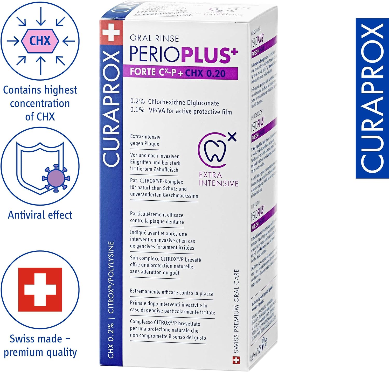 Curaprox Perio plus Forte CITROX Mouthwash with Pleasant Flavour against Bad Breath and Inflammation, with 0.20% Chlorhexidine, Alcohol-Free, 200 Ml image number 3